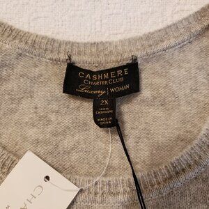 Charter Club Light Grey Cashmere crew neck pullover sweater size 2X